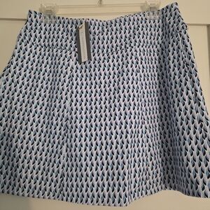Elegant Blue Patterned Skater Skirt